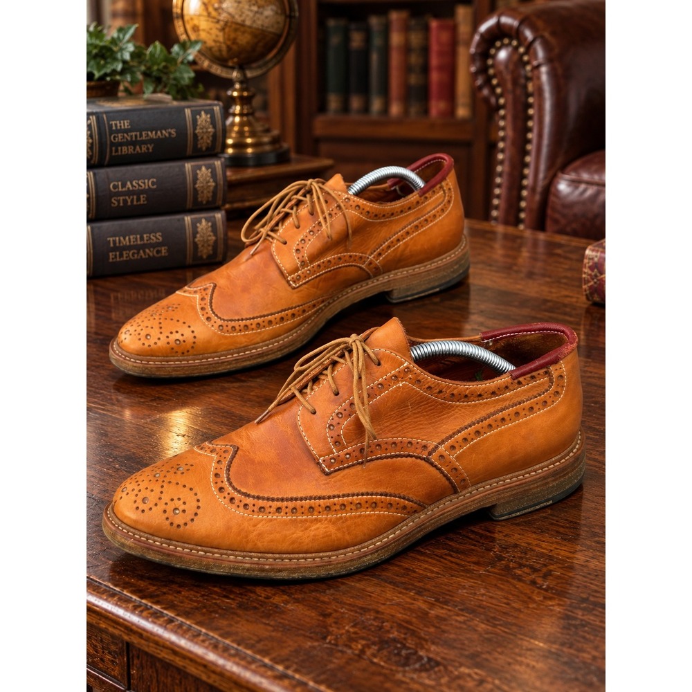 Paul Smith Dip Dyed Tan Leather Wingtip Brogue Oxfords Mens 9 43 Italy Vibram